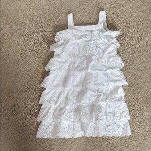 Girls' White Eyelet Ruffle Sundress - Casual Summer Dress